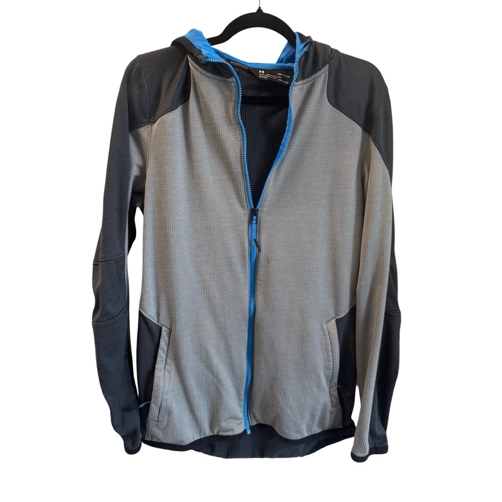 Under Armour Cold Gear Reactor Hoodie Mens Small Gray Fleece Casual Full Zipper